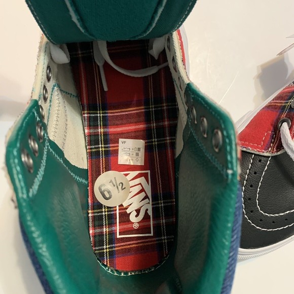 Vans Sk8-Hi Tartan Daze Leather/Plaid/Denim/Acidwash Studded Women’s Size 8 Shoe - Picture 7 of 9